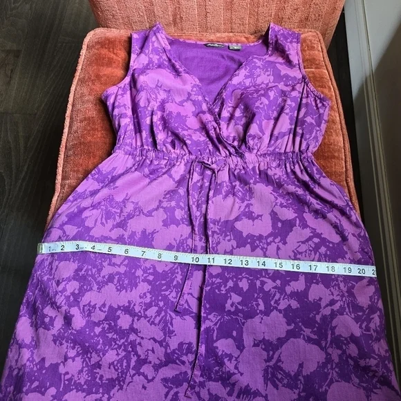 Eddie Bauer Purple Floral Cotton V-Neck Sleeveless Dress Sz. 6 - Picture 10 of 13